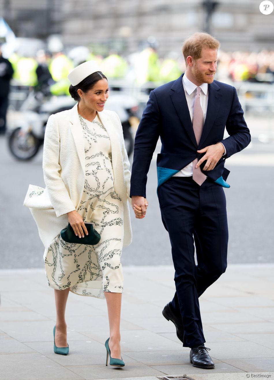 Meghan Markle, duchesse de Sussex (enceinte) et le prince Harry, duc de Sussex - Arrivée de la famille royale britannique à la messe en l&#039;honneur de la journée du Commonwealth à l&#039;abbaye de Westminster à Londres, le 11 mars 2019.
