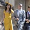 George Clooney et sa femme Amal Alamuddin Clooney - Les invités à la sortie de la chapelle St. George au château de Windsor, Royaume Uni, le 19 mai 2018.