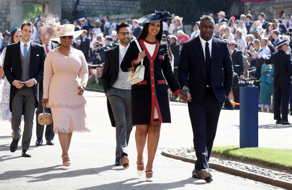 Idris Elba, Sabrina Dhowre et Oprah Winfrey - Les invités arrivent à la chapelle St. George pour le mariage du prince Harry et de Meghan Markle au château de Windsor, Royaume Uni, le 19 mai 2018.