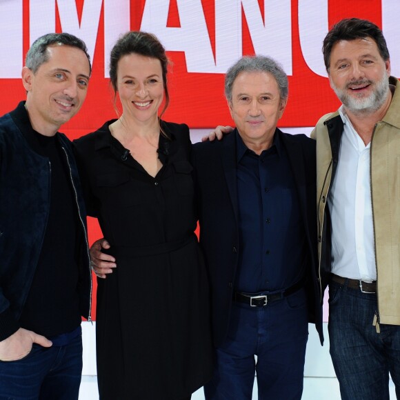 Exclusif - Gad Elmaleh, Lucie Jeanne, Michel Drucker et Philippe Lellouche - Enregistrement de l'émission "Vivement Dimanche", présentée par M.Drucker et diffusée le 24 mars sur France 2. Le 18 mars 2019 © Guillaume Gaffiot / Bestimage