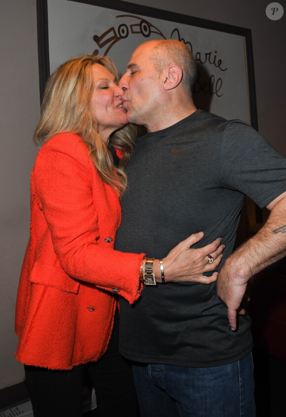 Exclusif - Krystel Moscato et son mari Vincent Moscato lors de la représentation exceptionnelle du spectacle de Vincent Moscato "Complètement Jojo" au théâtre du Gymnase. Paris, le 10 avril 2019. © Guirec Coadic/Bestimage