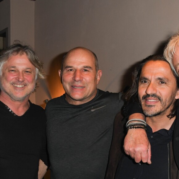 Exclusif - Pierre Charvet, Denis Charvet, Vincent Moscato, Kader Djelti, Laurent Boyer, lors de la représentation exceptionnelle du spectacle de Vincent Moscato "Complètement Jojo" au théâtre du Gymnase. Paris, le 10 avril 2019. © Guirec Coadic/Bestimage