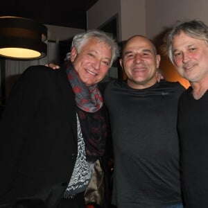 Exclusif - Denis Charvet, Vincent Moscato, Laurent Boyer, lors de la représentation exceptionnelle du spectacle de Vincent Moscato "Complètement Jojo" au théâtre du Gymnase. Paris, le 10 avril 2019. © Guirec Coadic/Bestimage