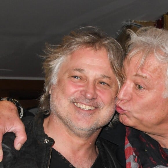 Exclusif - Denis Charvet, Laurent Boyer lors de la représentation exceptionnelle du spectacle de Vincent Moscato "Complètement Jojo" au théâtre du Gymnase. Paris, le 10 avril 2019. © Guirec Coadic/Bestimage