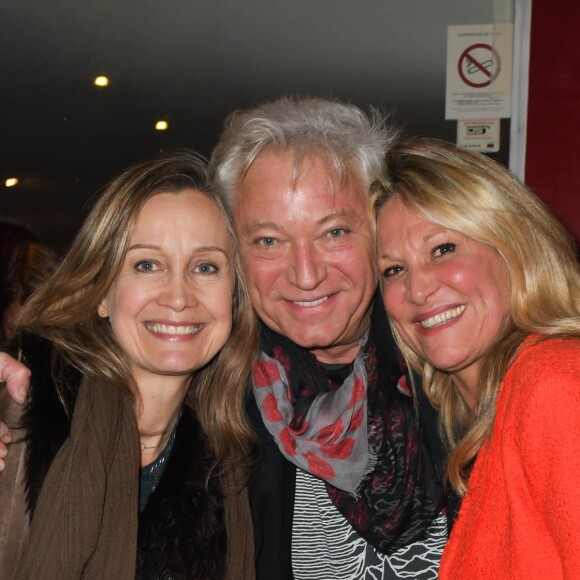 Exclusif - Catherine Marchal, Laurent Boyer et Krystel Moscato lors de la représentation exceptionnelle du spectacle de Vincent Moscato "Complètement Jojo" au théâtre du Gymnase. Paris, le 10 avril 2019. © Guirec Coadic/Bestimage