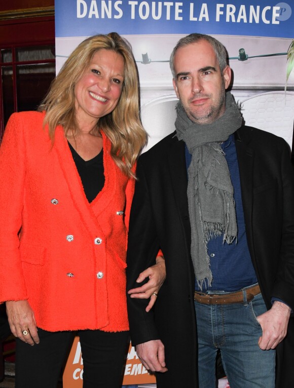 Exclusif - Krystel Moscato et Fred Pouhier lors de la représentation exceptionnelle du spectacle de Vincent Moscato "Complètement Jojo" au théâtre du Gymnase. Paris, le 10 avril 2019. © Guirec Coadic/Bestimage