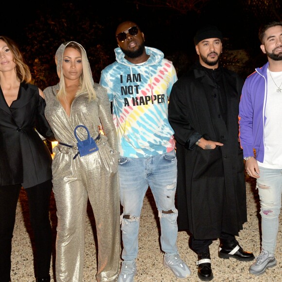 Vitaa, Maître Gims (Gandhi Djuna), sa femme Demdem, Slimane (Slimane Nebchi) et Kendji Girac lors de la soirée de lancement de la collection capsule "I'm not a rapper" de la marque ElevenParis à Paris, France, le 11 avril 2019. © Veeren/Bestimage