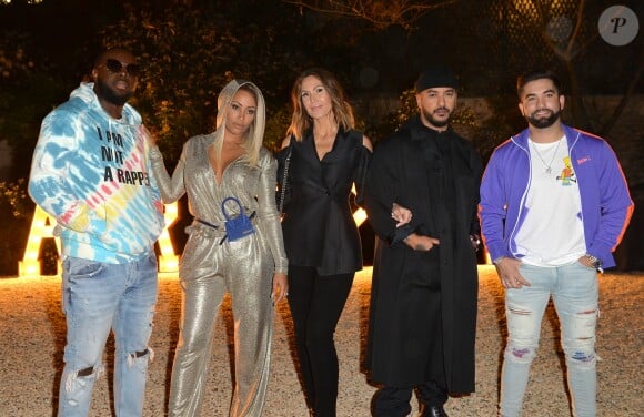 Maître Gims (Gandhi Djuna), sa femme Demdem, Vitaa, Slimane (Slimane Nebchi) et Kendji Girac lors de la soirée de lancement de la collection capsule "I'm not a rapper" de la marque ElevenParis à Paris, France, le 11 avril 2019. © Veeren/Bestimage