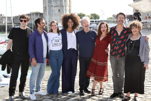 Nicolas Maury, Grégory Montel, Fanny Sydney, Stéfi Celma, Dominique Besnehard, Laure Calamy, Thibault de Montalembert et Liliane Rovere pour la série télévisée "Dix pour cent" au photocall du troisième jour du festival international du film de La Rochelle, France, le 14 septembre 2018. © Patrick Bernard/Bestimage