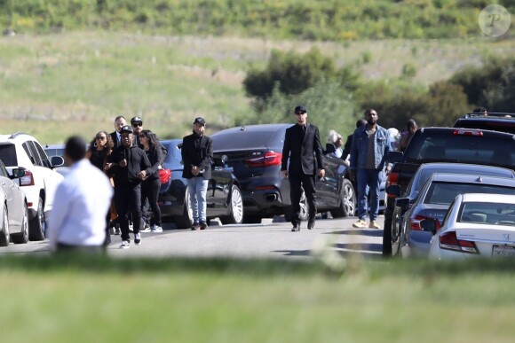 Exclusif - Obsèques du rappeur assassiné Nipsey Hussle au cimetière de Forest Lawn à Los Angeles le 12 avril 2019.