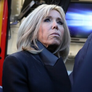 La Première dame Brigitte Macron et le président de l'assemblée nationale, Richard Ferrand - Le président de la République française est venu constater les dégâts provoqués par l'incendie survenu en la cathédrale Notre-Dame de Paris, France, le 15 avril 2019. © Stéphane Lemouton/Bestimage