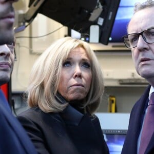 La Première dame Brigitte Macron et le président de l'assemblée nationale, Richard Ferrand - Le président de la République française est venu constater les dégâts provoqués par l'incendie survenu en la cathédrale Notre-Dame de Paris, France, le 15 avril 2019. © Stéphane Lemouton/Bestimage