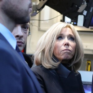 La Première dame Brigitte Macron et le président de l'assemblée nationale, Richard Ferrand - Le président de la République française est venu constater les dégâts provoqués par l'incendie survenu en la cathédrale Notre-Dame de Paris, France, le 15 avril 2019. © Stéphane Lemouton/Bestimage