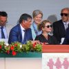 Toni Nadal, sa femme et le prince Albert II de Monaco durant le Rolex Monte Carlo Masters 2019 sur le court Rainier III pour les demi-finales à Roquebrune Cap Martin le 20 avril 2019. © Bruno Bebert / Bestimage