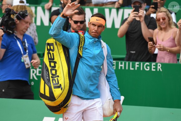 Rafael Nadal lors de sa demi-finale perdue contre F. Fognini 6-4 / 6-2. Rolex Monte Carlo Masters 2019 sur le court Rainier III pour les demi-finales à Roquebrune Cap Martin le 20 avril 2019. © Lionel Urman / Bestimage