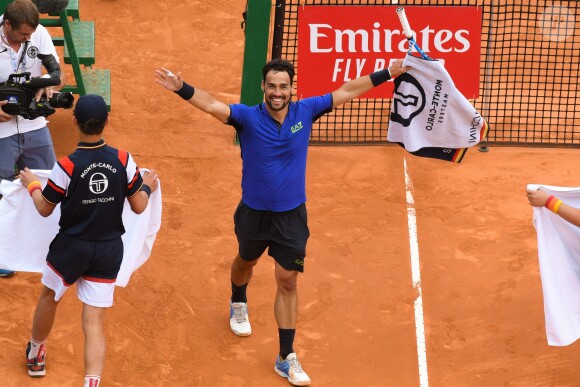 Fabio Fognini lors de sa demi-finale gagnée contre R.Nadal 6-4 / 6-2. Rolex Monte Carlo Masters 2019 sur le court Rainier III pour les demi-finales à Roquebrune Cap Martin le 20 avril 2019. © Lionel Urman / Bestimage