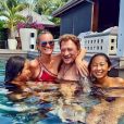 Johnny Hallyday en vacances à Saint-Barthélemy avec sa femme Laeticia et leurs deux filles Jade et Joy, 23 août 2017.