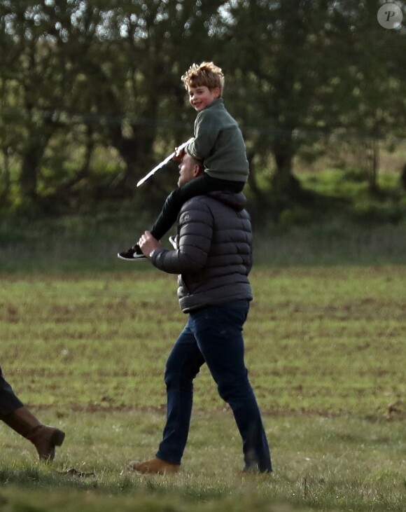 Exclusif - Mike Tindall, Le prince George lors d'une après-midi de détente en famille en marge des courses de chevaux de Burnham dans le Norfolk le 12 avril 2019.