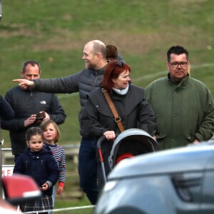 Exclusif - Catherine Kate Middleton, duchesse de Cambridge, la princesse Charlotte, Mia Tindall, Zara Tindall (Phillips), Mike Tindall lors d'une après-midi de détente en famille en marge des courses de chevaux de Burnham dans le Norfolk le 12 avril 2019.