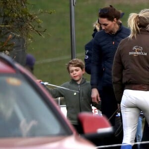 Exclusif - Le prince George, Catherine Kate Middleton, duchesse de Cambridge lors d'une après-midi de détente en famille en marge des courses de chevaux de Burnham dans le Norfolk le 12 avril 2019.