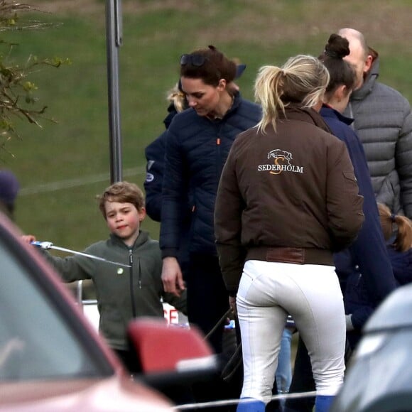 Exclusif - Le prince George, Catherine Kate Middleton, duchesse de Cambridge lors d'une après-midi de détente en famille en marge des courses de chevaux de Burnham dans le Norfolk le 12 avril 2019.