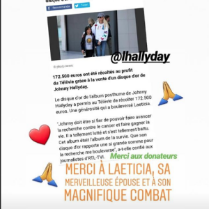 Laeticia Hallyday sur Instagram, le 27 avril 2019.