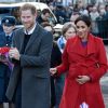 Le prince Harry, duc de Sussex, et Meghan Markle, duchesse de sussex, enceinte, lors d'une visite à Birkenhead le 14 janvier 2019.