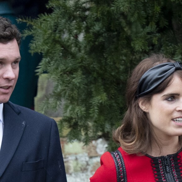 La princesse Eugenie d'York et son mari Jack Brooksbank à la messe de Noël à l'église Sainte-Marie-Madeleine à Sandringham, le 25 décembre 2018.