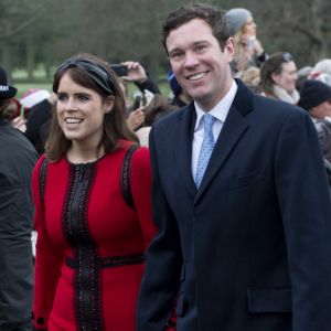 La princesse Eugenie d'York et son mari Jack Brooksbank à la messe de Noël à l'église Sainte-Marie-Madeleine à Sandringham, le 25 décembre 2018.