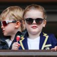 Le prince Jacques de Monaco et la princesse Gabriella de Monaco lors de la 9ème édition du Tournoi Sainte Dévote de Rugby au Stade Louis II à Monaco, le 11 mai 2019. © Claudia Albuquerque/Bestimage