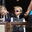 Le prince Jacques de Monaco et la princesse Gabriella de Monaco lors de la 9ème édition du Tournoi Sainte Dévote de Rugby au Stade Louis II à Monaco, le 11 mai 2019. © Jean-Charles Vinaj/Pool/Bestimage