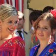Le roi Willem-Alexander et la reine Maxima (ici avec sa fille Alexia) des Pays-Bas ont participé le 10 mai 2019 à la Feria de Séville, où ils se sont connus vingt ans plus tôt, avec leurs filles la princesse héritière Catharina-Amalia, la princesse Alexia et la princesse Ariane.