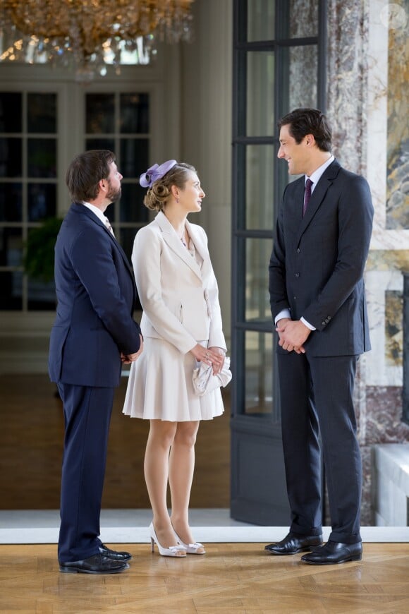 Le grand duc Guillaume, la grande duchesse Stéphanie de Luxembourg et Jean-Christophe Napoléon - Personnalités royales lors de la cérémonie du bicentenaire de la bataille de Waterloo à Bruxelles. Le 17 juin 2015.