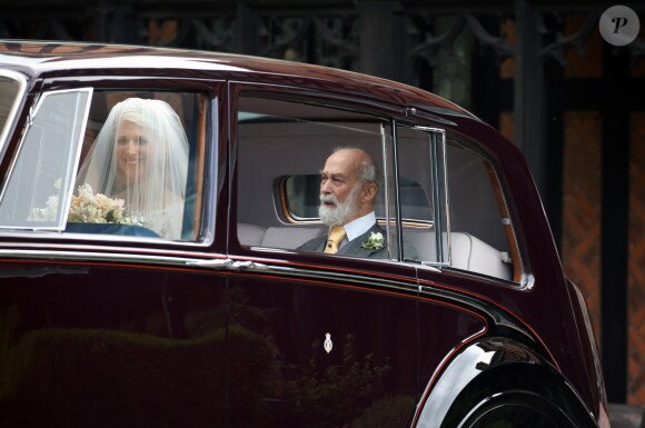 Lady Gabriella Windsor et son père le prince Michael of Kent - Mariage de Lady Gabriella Windsor avec Thomas Kingston dans la chapelle Saint-Georges du château de Windsor le 18 mai 2019.