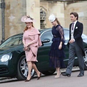 Sarah Ferguson, sa fille la princesse Beatrice et son petit-ami Edoardo Mapelli Mozzi - Mariage de Lady Gabriella Windsor avec Thomas Kingston dans la chapelle Saint-Georges du château de Windsor le 18 mai 2019. 