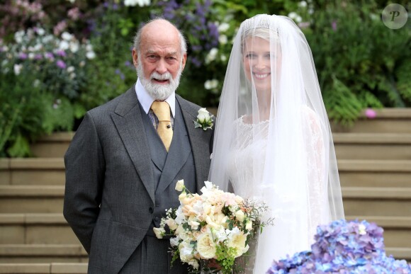 Lady Gabriella Windsor et son père le prince Michael of Kent - Mariage de Lady Gabriella Windsor avec Thomas Kingston dans la chapelle Saint-Georges du château de Windsor le 18 mai 2019.