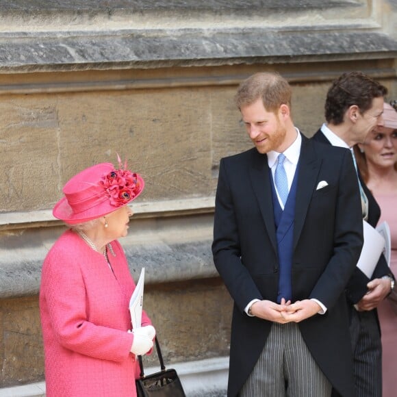 Elizabeth II et le prince Harry - Mariage de Lady Gabriella Windsor avec Thomas Kingston dans la chapelle Saint-Georges du château de Windsor le 18 mai 2019. 