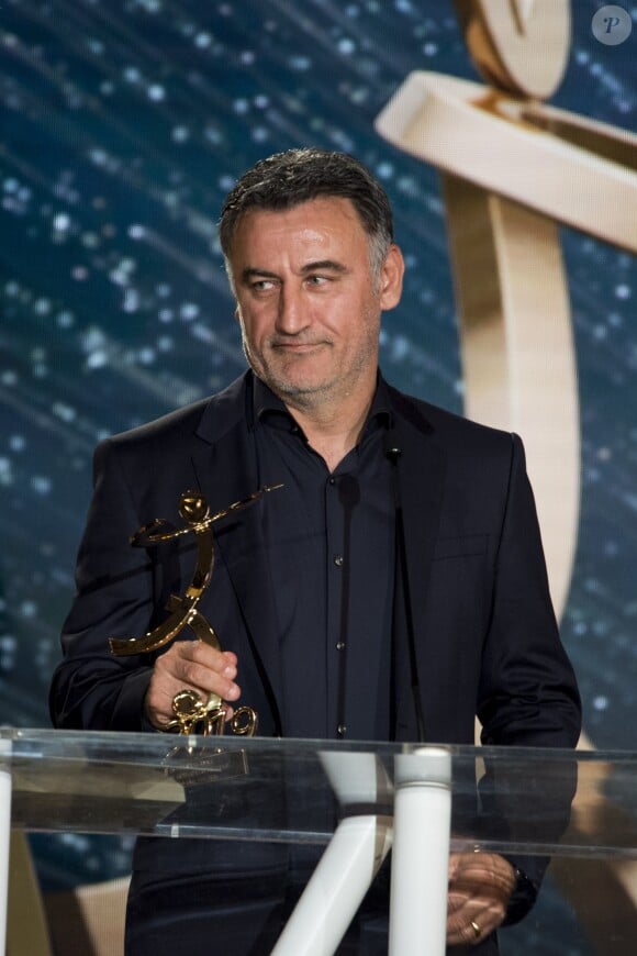 Christophe Galtier (entraineur Lille) élu meilleur entraineur de Ligue 1 lors de la remise des trophées lors de la 28ème cérémonie des trophées UNFP au Pavillon d'Armenonville à Paris, France, le 19 mai 2019.