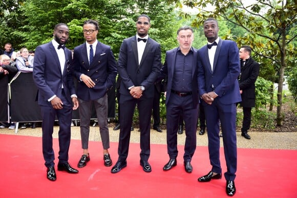 Jonathan Ikoné, Loïc Rémy, Mike Maignan (Losc), Christophe Galtier (entraineur Lille OSC) et Nicolas Pépé (Losc) arrivent à la 28ème cérémonie des trophées UNFP (Union nationale des footballeurs professionnels) au Pavillon d'Armenonville à Paris, France, le 19 mai 2019.