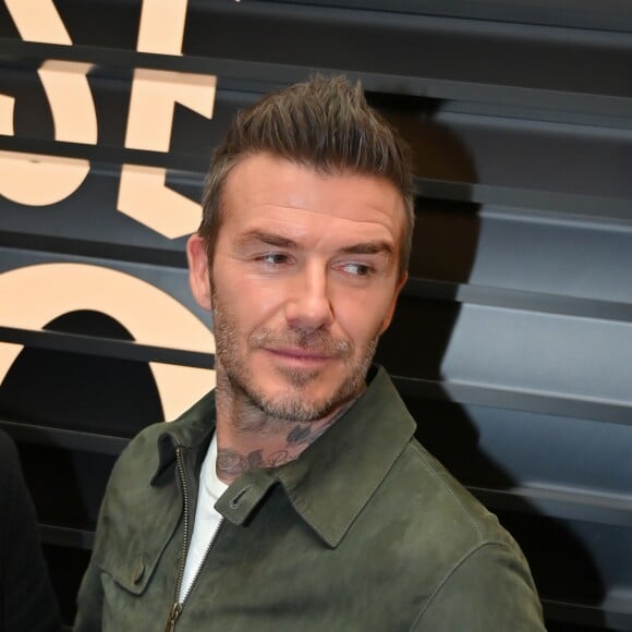 David Beckham fait la promotion de ses produits cosmétiques pour hommes House 99 (soins pour le visage, la barbe, le corps et les cheveux) dans la boutique éphémère le de House 99 aux Galeries Lafayette Champs-Élysées, à Paris, France, le 21 mai 2019.