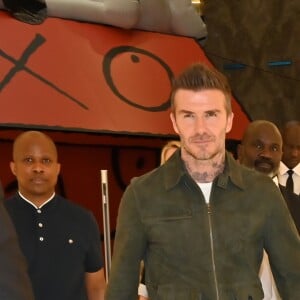 David Beckham fait la promotion de ses produits cosmétiques pour hommes House 99 (soins pour le visage, la barbe, le corps et les cheveux) dans la boutique éphémère le de House 99 aux Galeries Lafayette Champs-Élysées, à Paris, France, le 21 mai 2019.