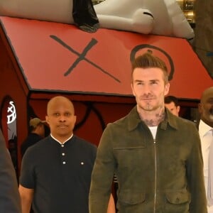 David Beckham fait la promotion de ses produits cosmétiques pour hommes House 99 (soins pour le visage, la barbe, le corps et les cheveux) dans la boutique éphémère le de House 99 aux Galeries Lafayette Champs-Élysées, à Paris, France, le 21 mai 2019.