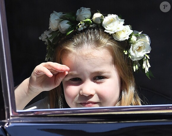 La princesse Charlotte de Cambridge - Les invités à la sortie de la chapelle St. George au château de Windsor, Royaume Uni, le 19 mai 2018.
