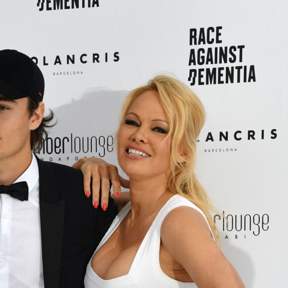 Brandon Lee et sa mère Pamela Anderson lors de la soirée Amber Lounge Monaco 2019 au profit de la fondation de Jackie Stewart "Race Against Dementia" à l'hôtel Méridien Beach Plaza à Monaco, le 24 mai 2019. © Bruno Bebert