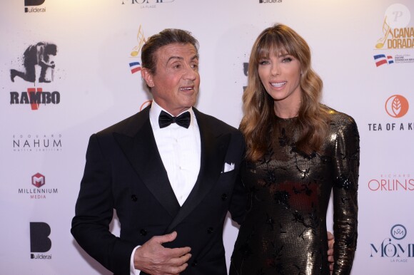 Sylvester Stallone avec sa femme Jennifer Flavin lors du dîner Millennium Media et du cocktail en l'honneur de Sylvester Stallone, organisé par Five Eyes Production sur la plage La Môme, lors du 72ème Festival International du Film de Cannes, le 24 mai 2019. © Rachid Bellak/Bestimage