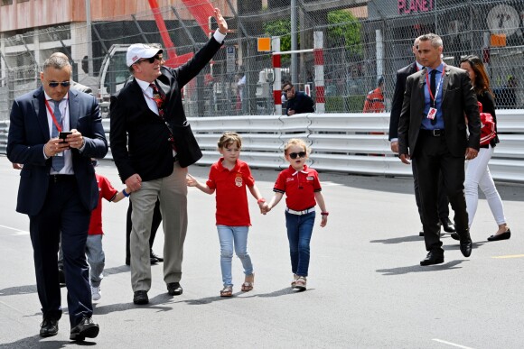Le Prince Albert II de Monaco avec son fils le prince Jacques, Kaia- Rose, la fille de Gareth Wittstock, le frère de la princesse Charlene, et la princesse Gabriella le samedi 25 mai 2019, jour des essais qualificatifs pour le 77 ème Grand Prix de Formule 1 (F1) à Monaco. Monaco le 25 Mai 2019. © Bruno Bebert / Bestimage