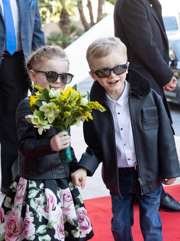 Pierre Casiraghi, à gauche - Le Prince Albert II et la princesse Charlène de Monaco avec leurs enfants le prince Jacques de Monaco et la princesse Gabriella de Monaco assistent à l'inauguration du One Monte-Carlo et de la promenade Princesse Charlène. Monte-Carlo le 22 février, 2019 © Claudia Albuquerque/Bestimage