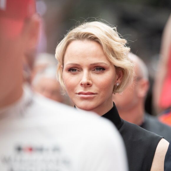 La princesse Charlène de Monaco lors de l'hommage rendu à Niki Lauda (décédé le 20 mai 2019) avant le départ du Grand Prix de Formule 1 de Monaco, le 26 mai 2019. David Nivière/Pool/Bestimage