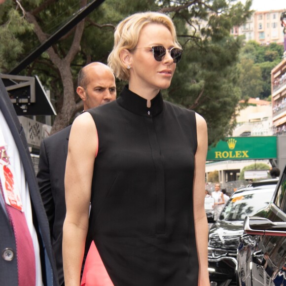 La princesse Charlène de Monaco lors de l'hommage rendu à Niki Lauda (décédé le 20 mai 2019) avant le départ du Grand Prix de Formule 1 de Monaco, le 26 mai 2019. David Nivière/Pool/Bestimage