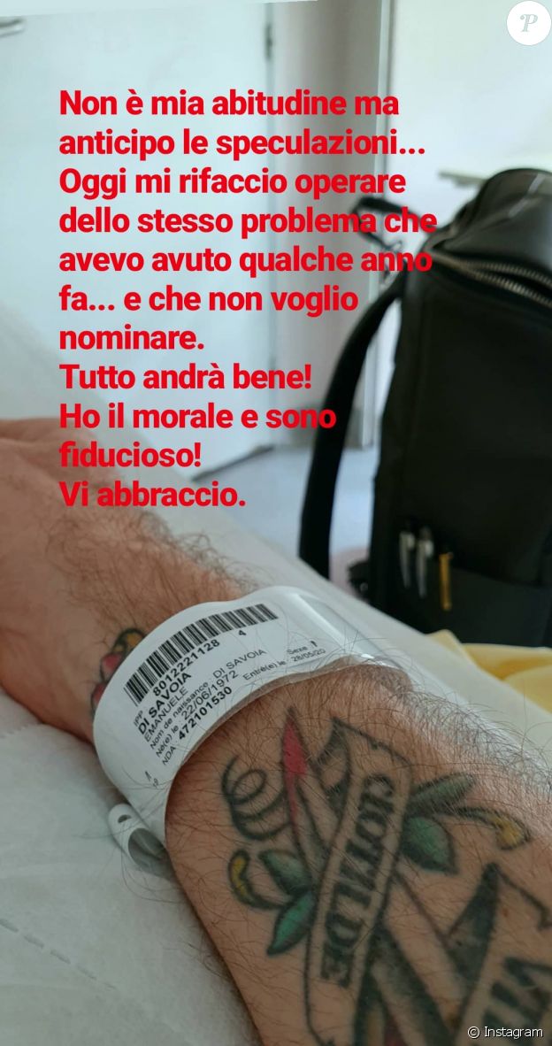 Le prince Emmanuel Philibert de Savoie a révélé le 28 mai 2019 depuis l'hôpital qu'il allait se faire réopérer pour "le même problème qu'il y a quelques années".